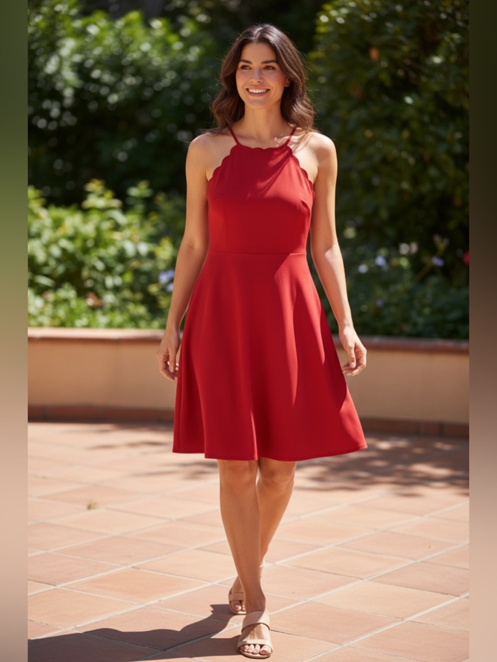 Nine Britton Red Halter Sundress Cocktail